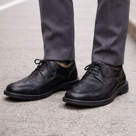 Johnston & Murphy Mens Black Leather Derby Shoes Lace Up Comfort 10.5M main image 7